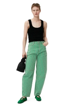 Best GANNI Stripe Denim Stary Kelly Green