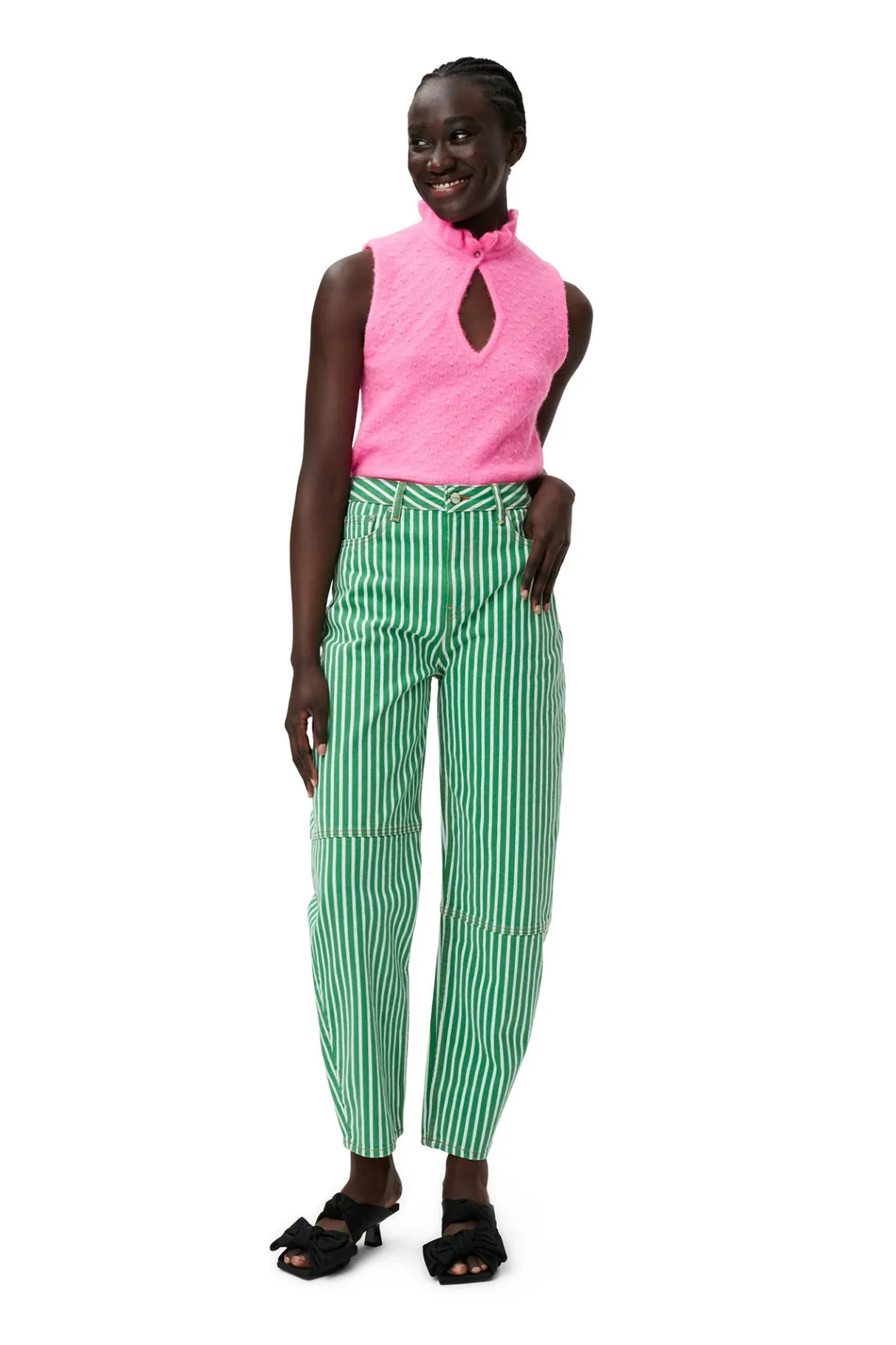Best GANNI Stripe Denim Stary Kelly Green