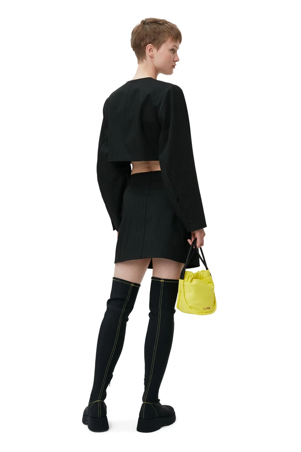 Discount GANNI Stripe Mini Skirt Black