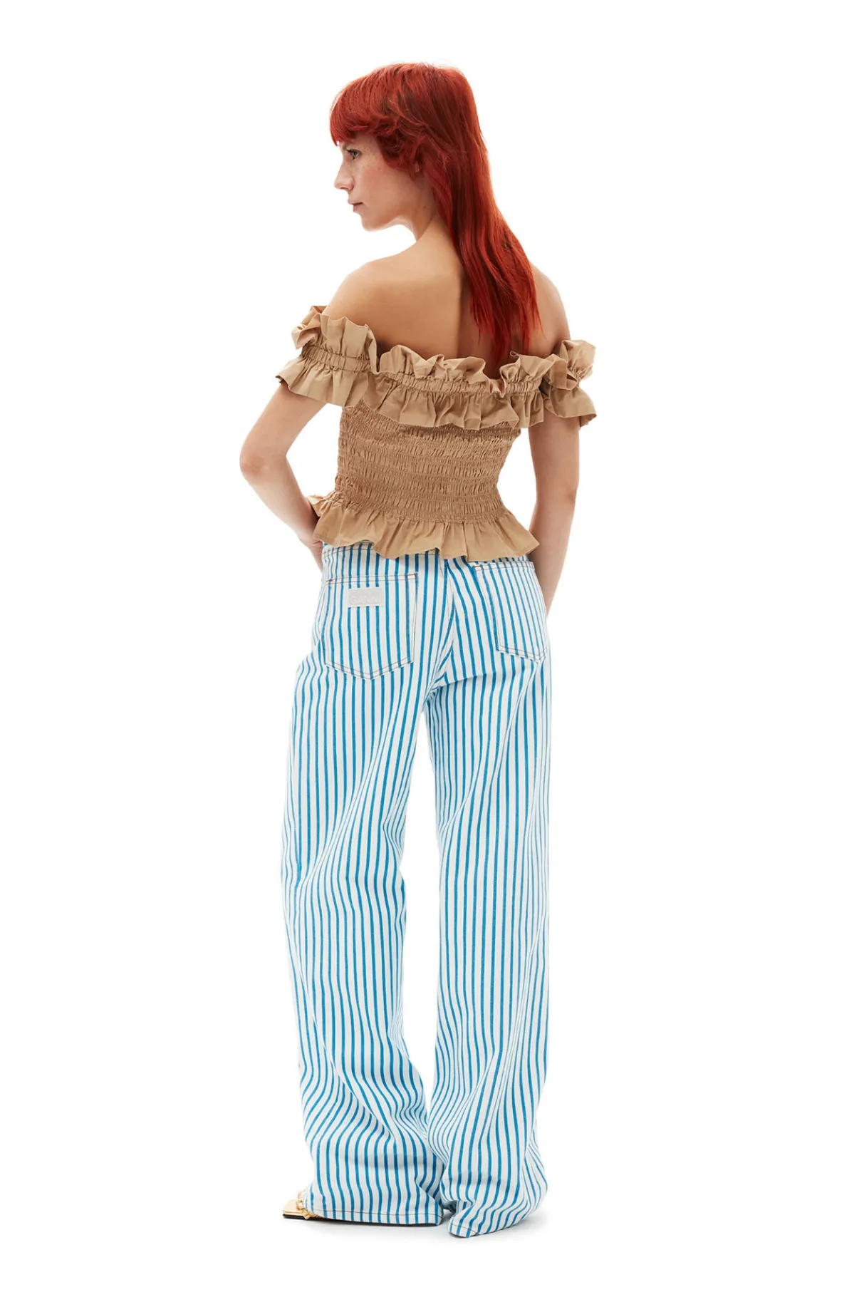 Hot GANNI Striped Magny Jeans Bright White