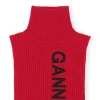 Cheap GANNI Structured Rib Knit Bib Fiery Red
