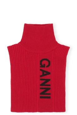 Cheap GANNI Structured Rib Knit Bib Fiery Red