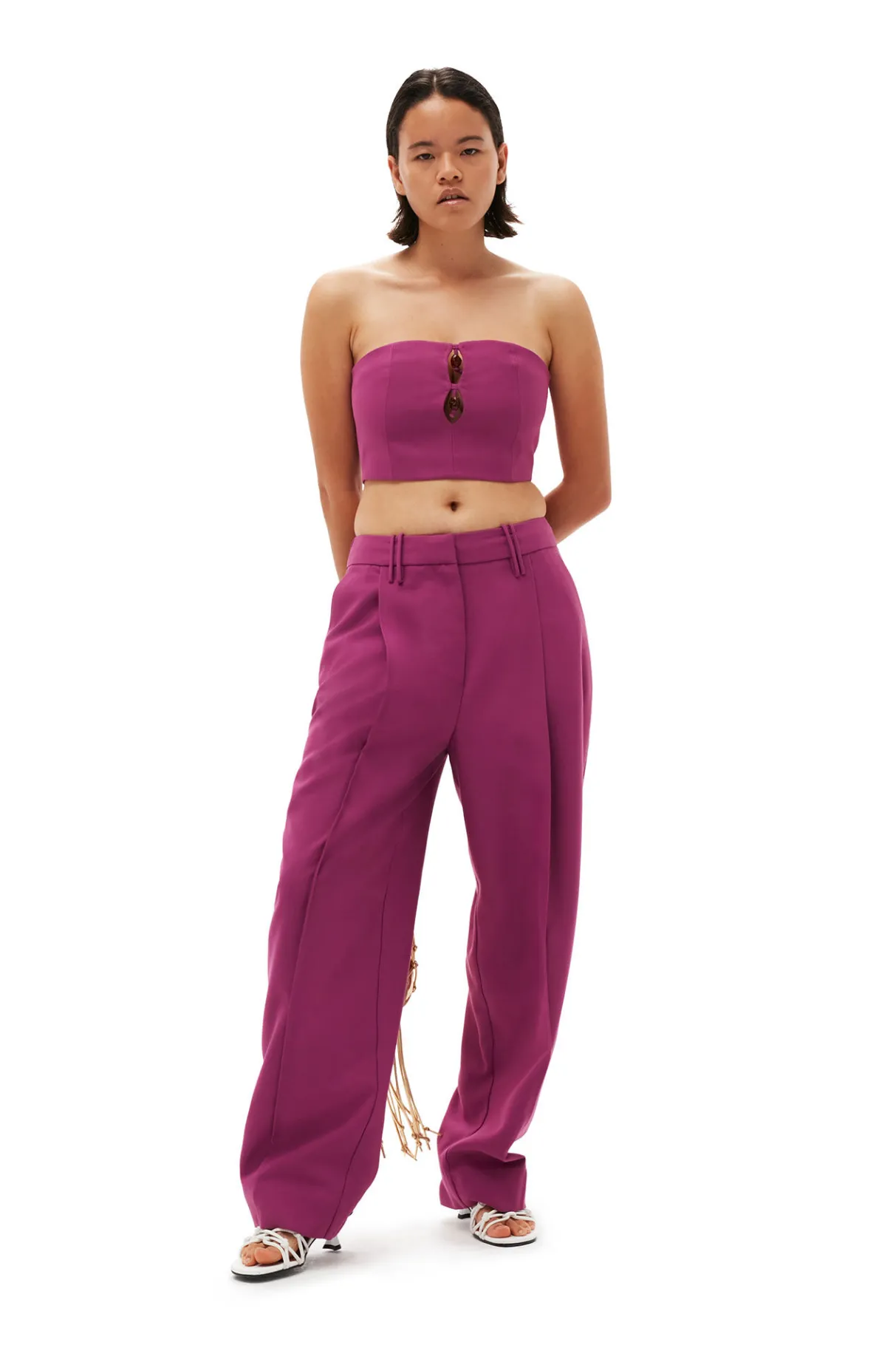 Hot GANNI Summer Suiting Sleeveless Top Purple Wine