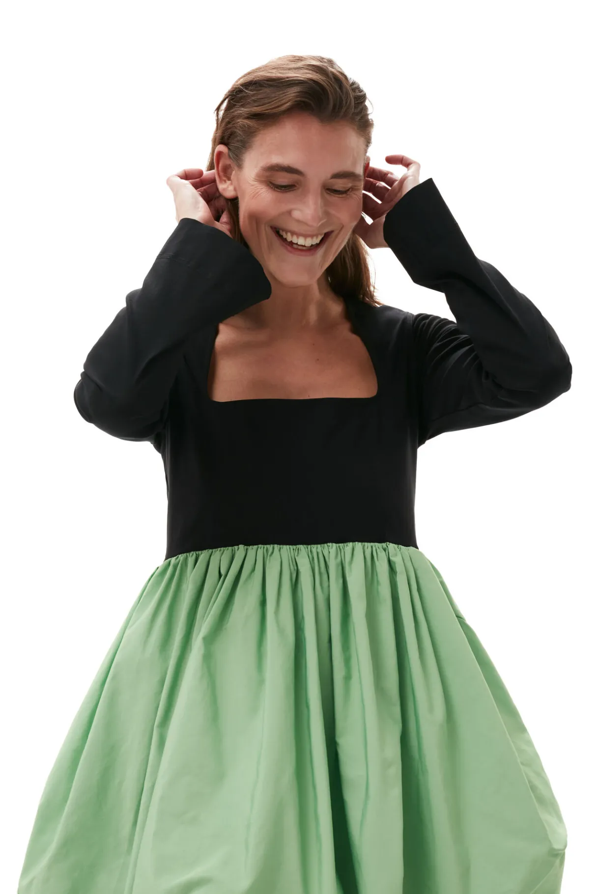 Best Sale GANNI Taffeta Balloon Mini Dress Black