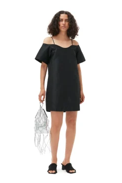 Hot GANNI Taffeta Mini Dress Black