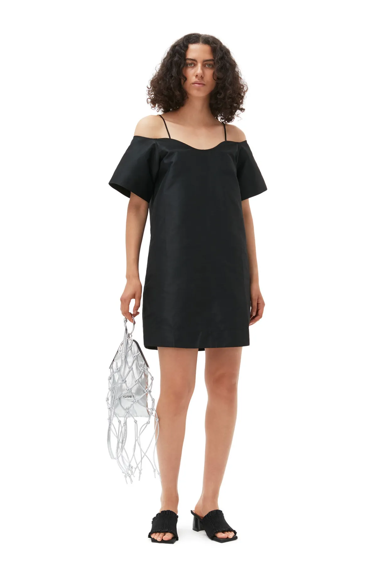 Hot GANNI Taffeta Mini Dress Black