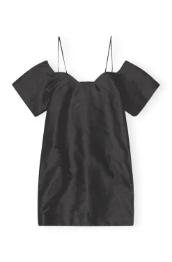 Hot GANNI Taffeta Mini Dress Black