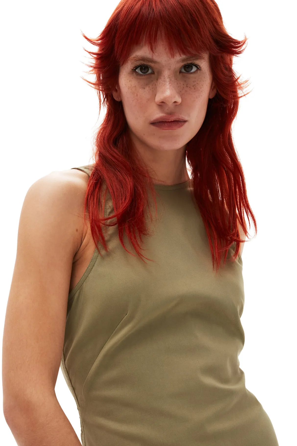 Clearance GANNI Taffeta Mix Open Back Dress Aloe