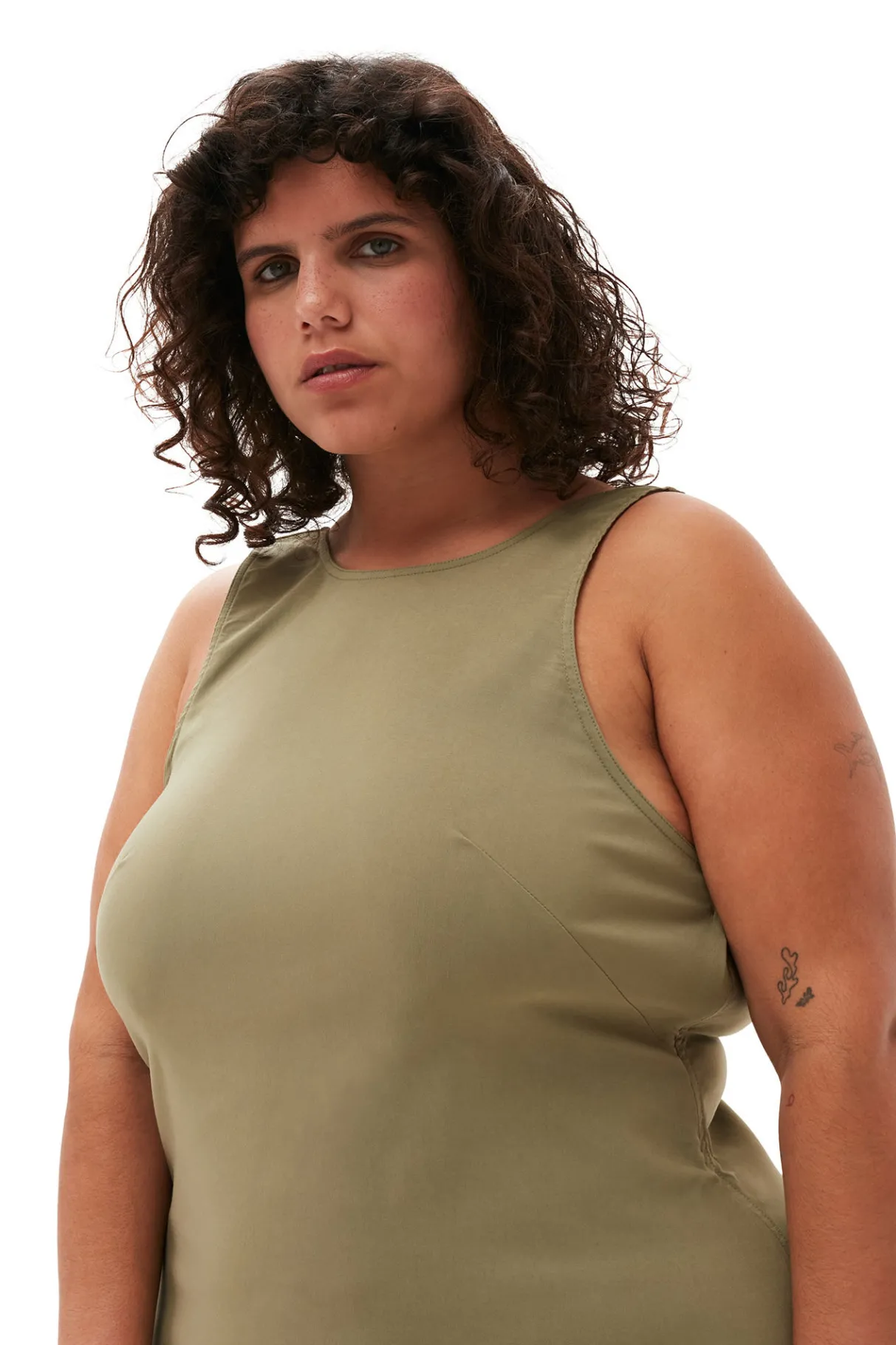 Clearance GANNI Taffeta Mix Open Back Dress Aloe