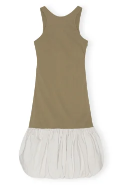 Clearance GANNI Taffeta Mix Open Back Dress Aloe