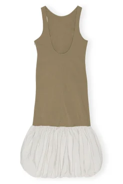 Clearance GANNI Taffeta Mix Open Back Dress Aloe