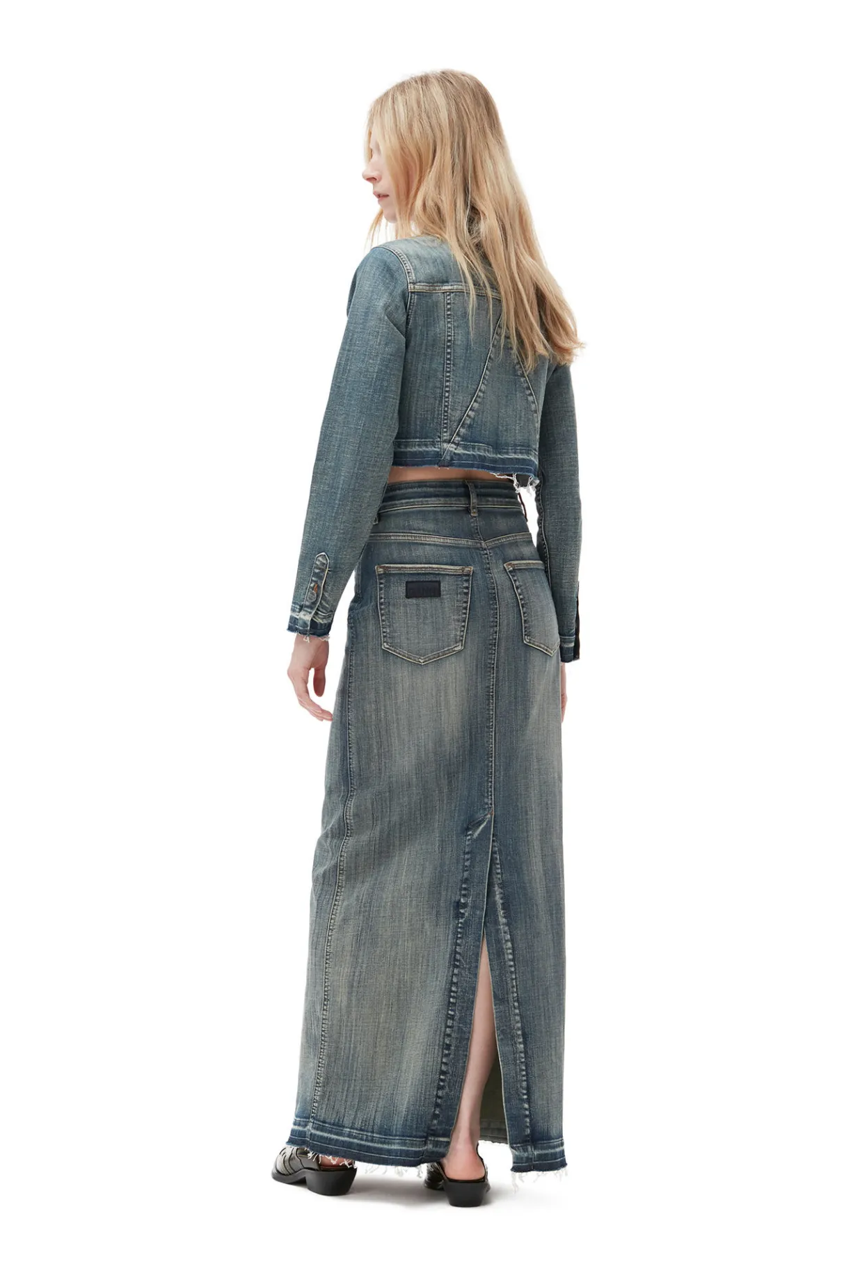 Sale GANNI Tint Edge Denim Cropped Jacket Tint Wash