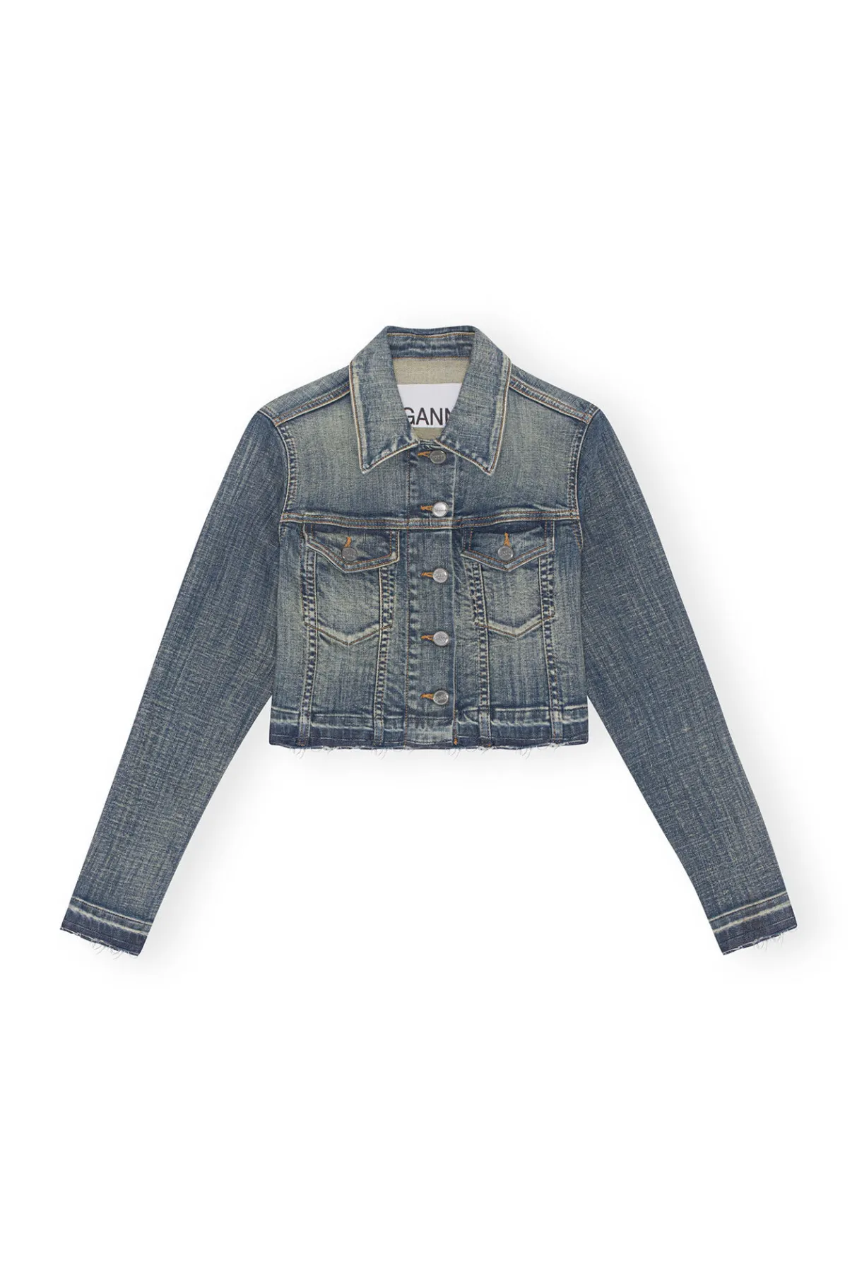 Sale GANNI Tint Edge Denim Cropped Jacket Tint Wash