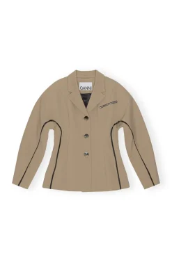 Cheap GANNI Twill Blazer Petrified Oak