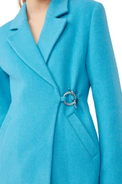 Store GANNI Twill Wool Suiting Blazer Blue Curacao