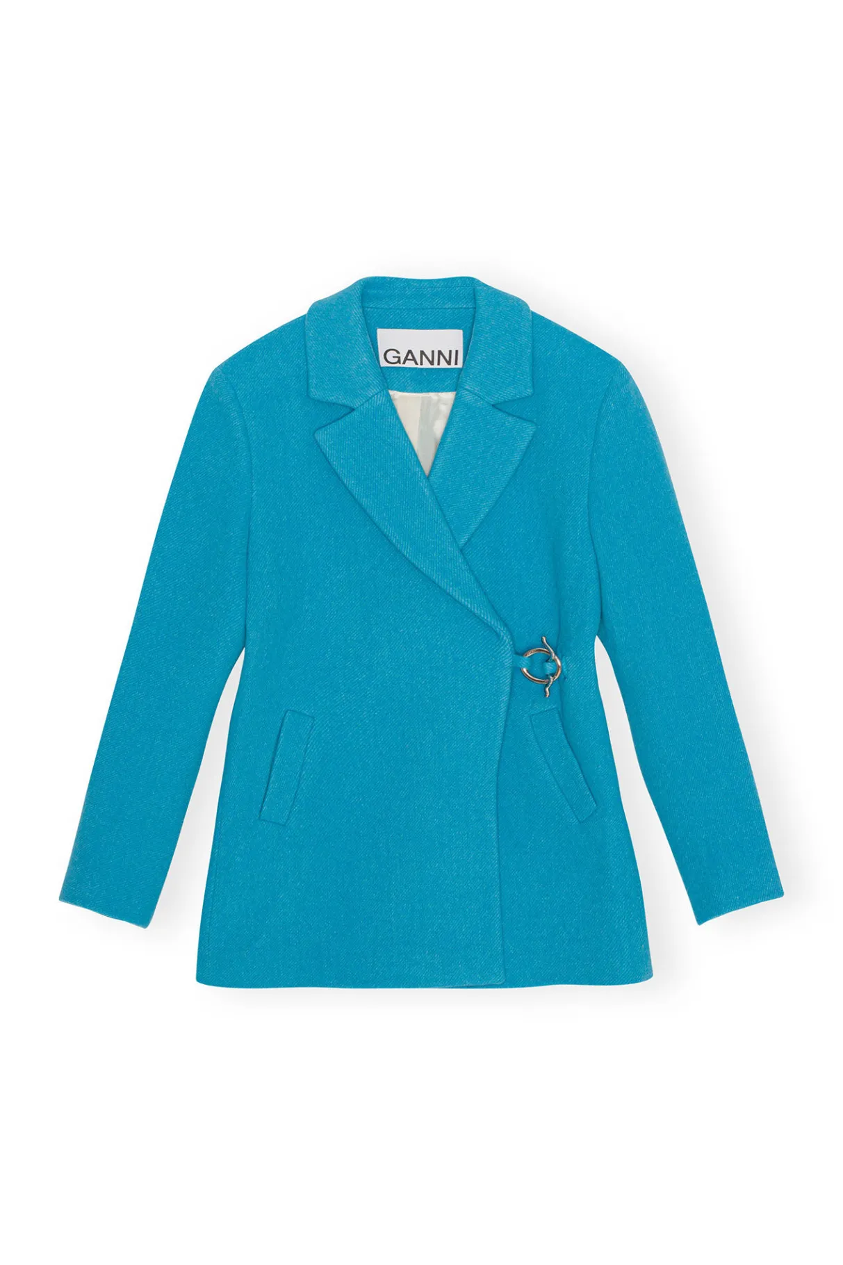 Store GANNI Twill Wool Suiting Blazer Blue Curacao