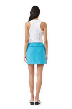 Flash Sale GANNI Twill Wool Suiting Mini Skirt Blue Curacao