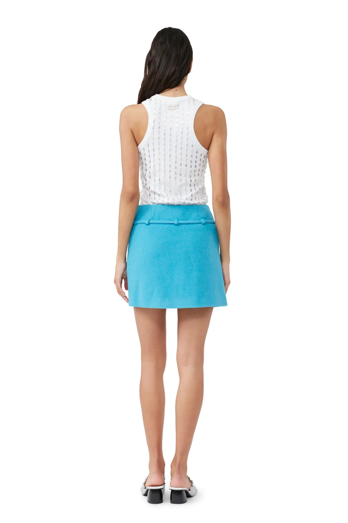 Flash Sale GANNI Twill Wool Suiting Mini Skirt Blue Curacao