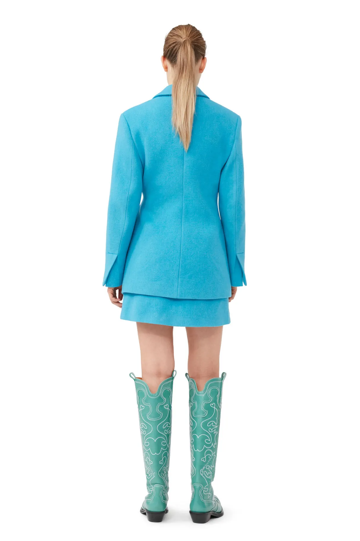 Flash Sale GANNI Twill Wool Suiting Mini Skirt Blue Curacao