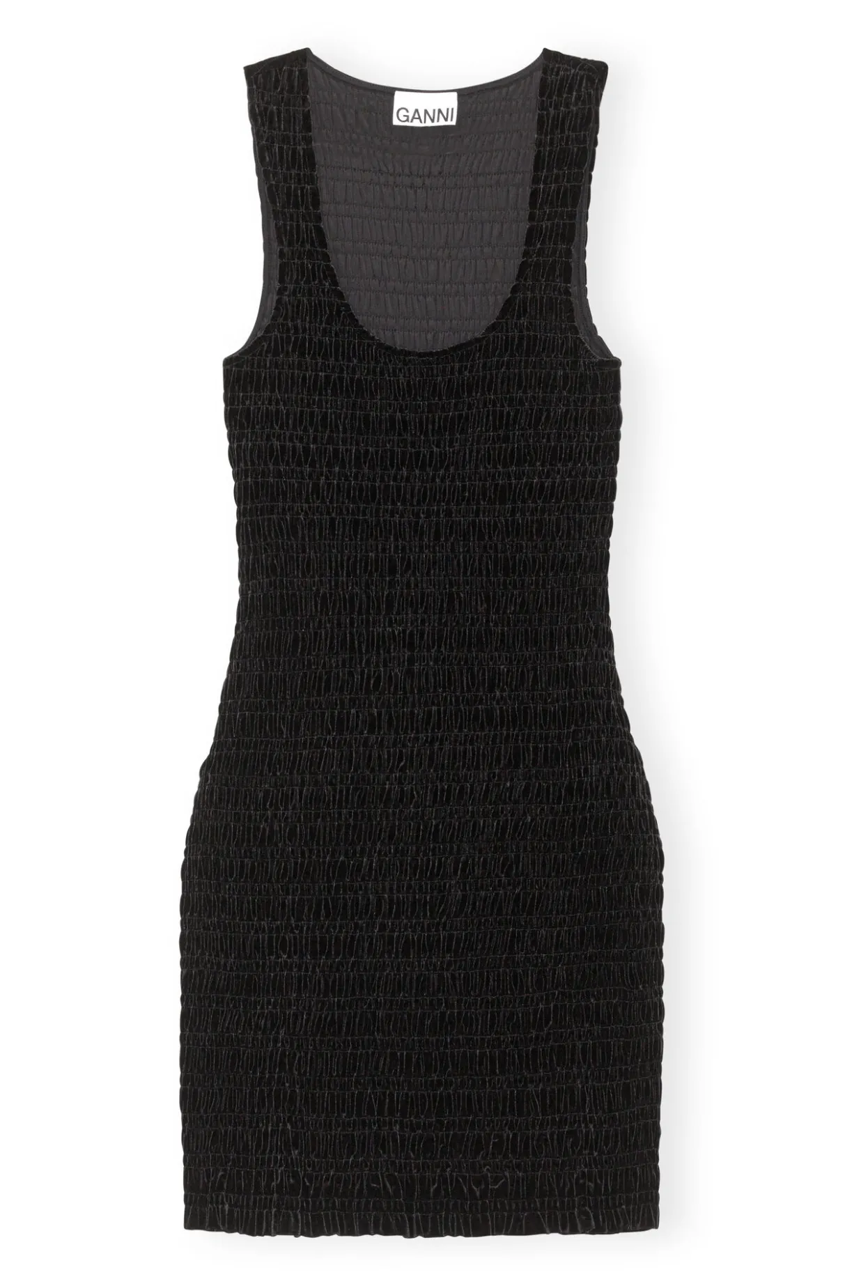 Clearance GANNI Velvet Smock Mini Dress Black