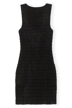 Clearance GANNI Velvet Smock Mini Dress Black