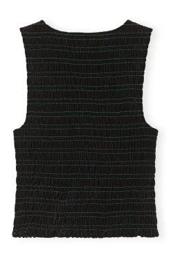 Online GANNI Velvet Smock Top Black