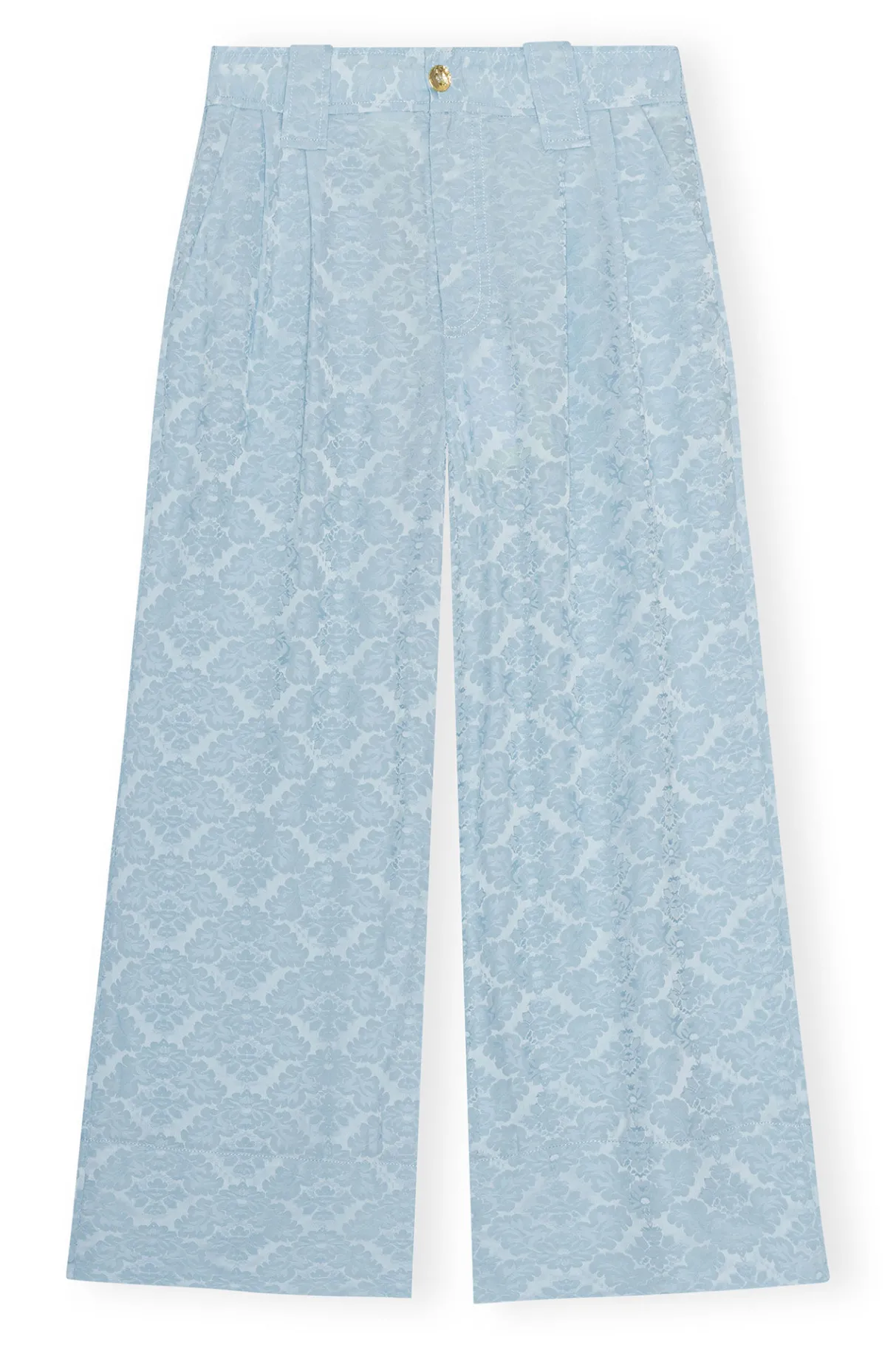 Outlet GANNI Viscose Jacquard Cropped Pants Corydalis Blue