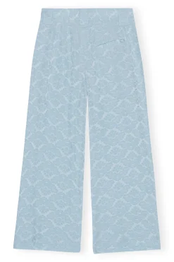 Outlet GANNI Viscose Jacquard Cropped Pants Corydalis Blue