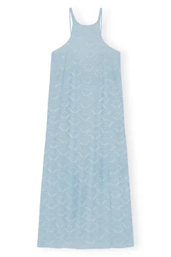 Clearance GANNI Viscose Jacquard Slip Dress Corydalis Blue