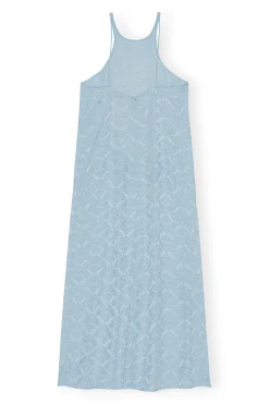 Clearance GANNI Viscose Jacquard Slip Dress Corydalis Blue