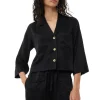Outlet GANNI Washed Satin Crop Shirt Black
