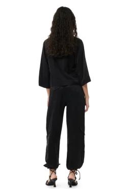 Discount GANNI Washed Satin Pants Black