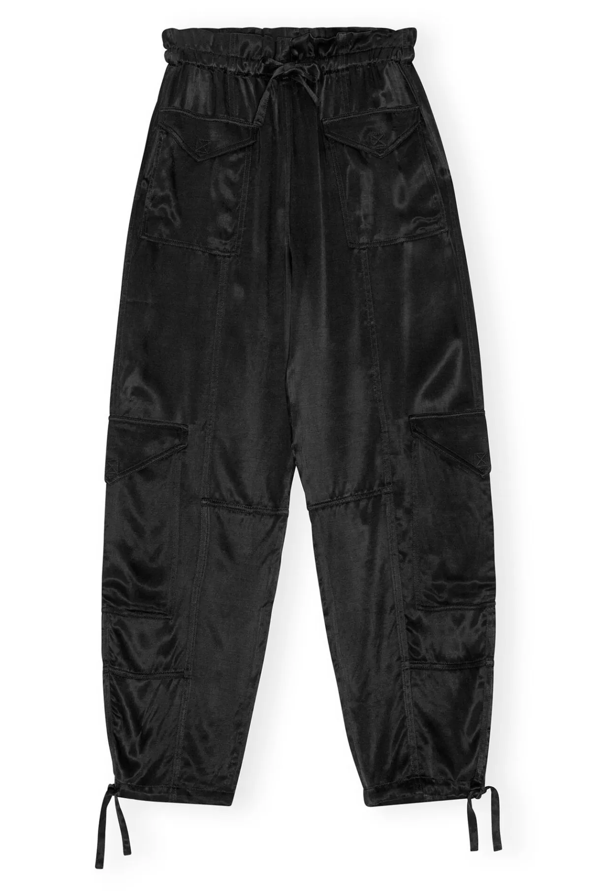 Discount GANNI Washed Satin Pants Black