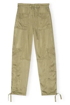 Hot GANNI Washed Satin Pants Aloe