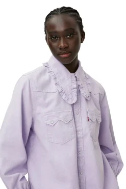 Best Sale GANNI Western Blouse Natural Lilac