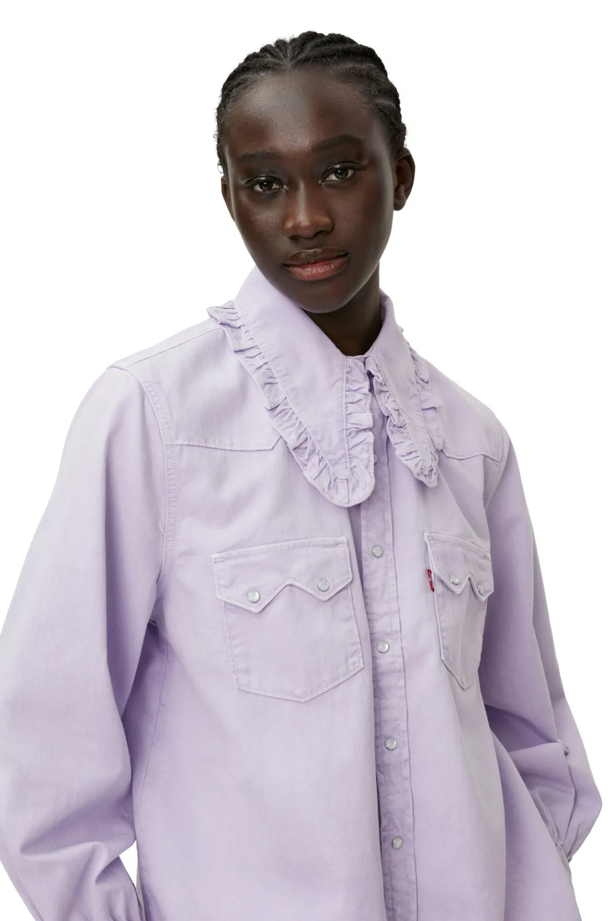 Best Sale GANNI Western Blouse Natural Lilac