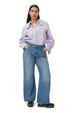 Best Sale GANNI Western Blouse Natural Lilac