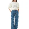 Outlet GANNI White Butterfly Sweatshirt Egret