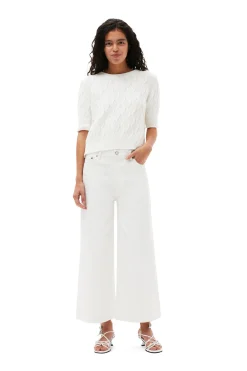 Sale GANNI White Denim Cropped Jeans Bright White