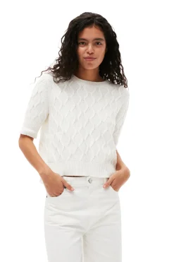 Sale GANNI White Denim Cropped Jeans Bright White