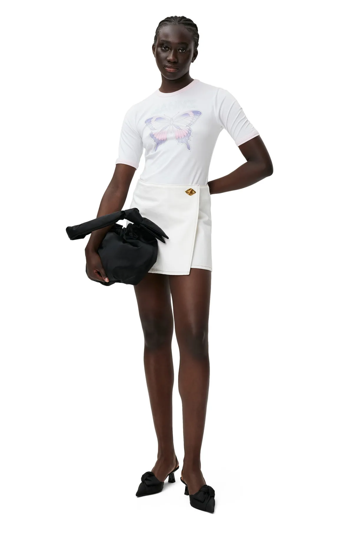 Online GANNI White Denim Mini Skirt Bright White