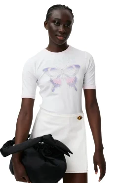 Online GANNI White Denim Mini Skirt Bright White