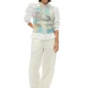Best GANNI White Elasticated Curve Pants Egret