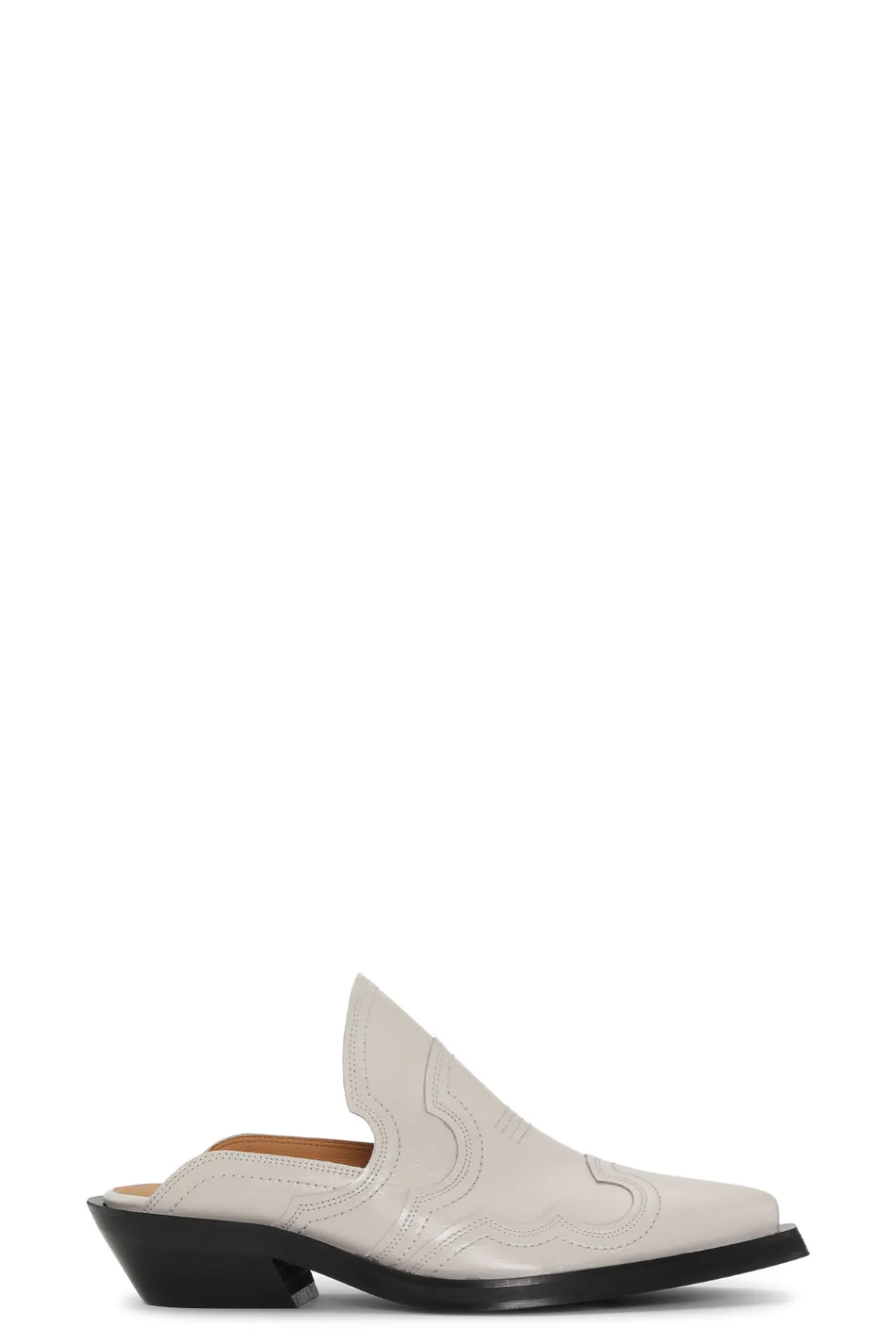 Clearance GANNI White Embroidered Western Mules Egret