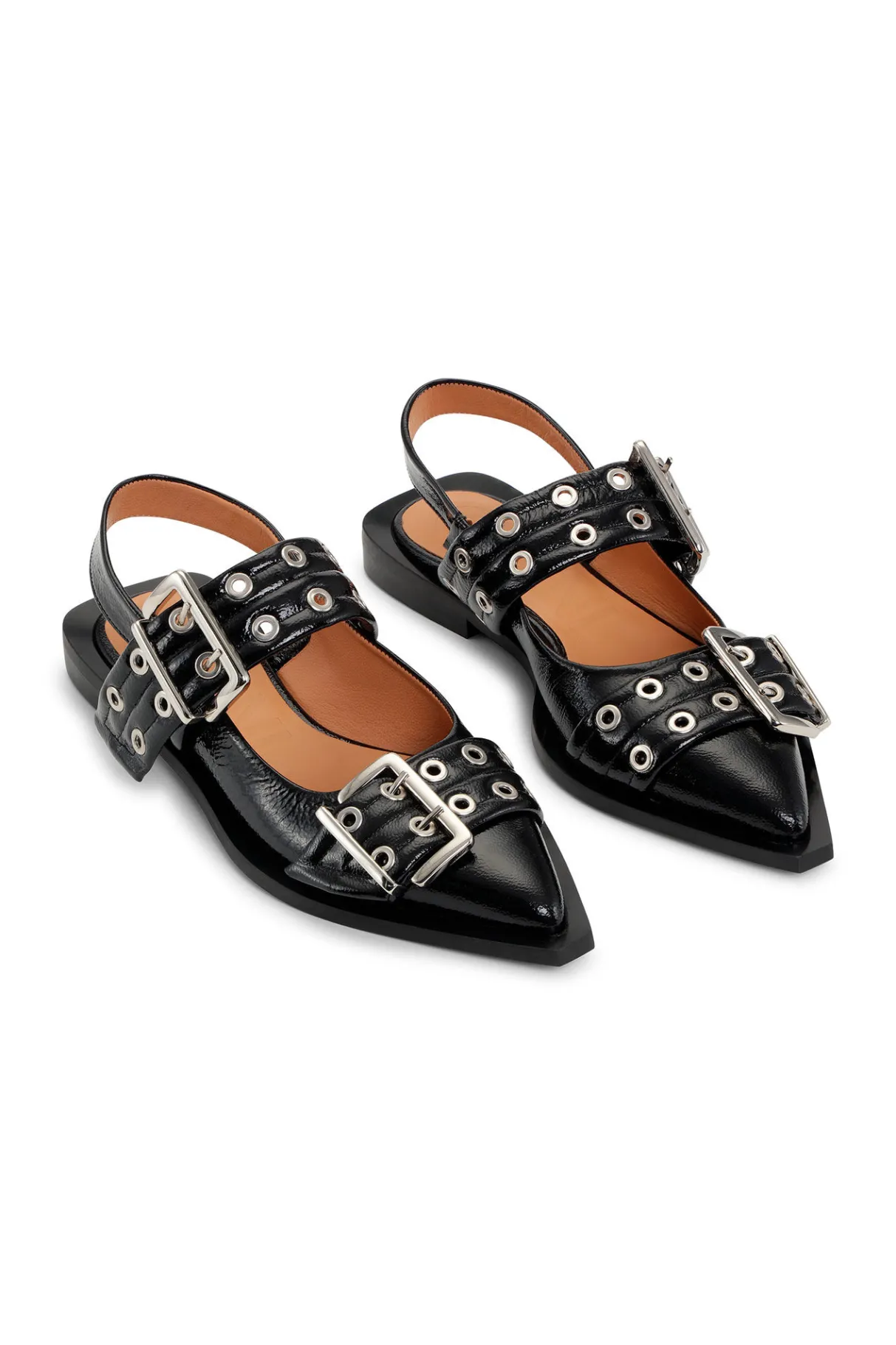 Flash Sale GANNI Wide Welt Buckle Ballerinas Black