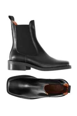 Hot GANNI Wide Welt Squared Toe Wide Welt Chelsea Boot Black