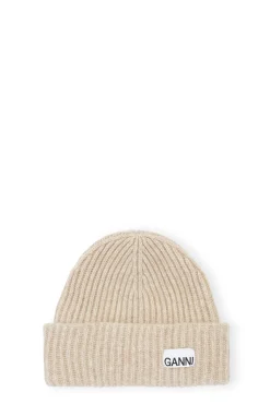 Cheap GANNI Wool Beanie Brazilian Sand