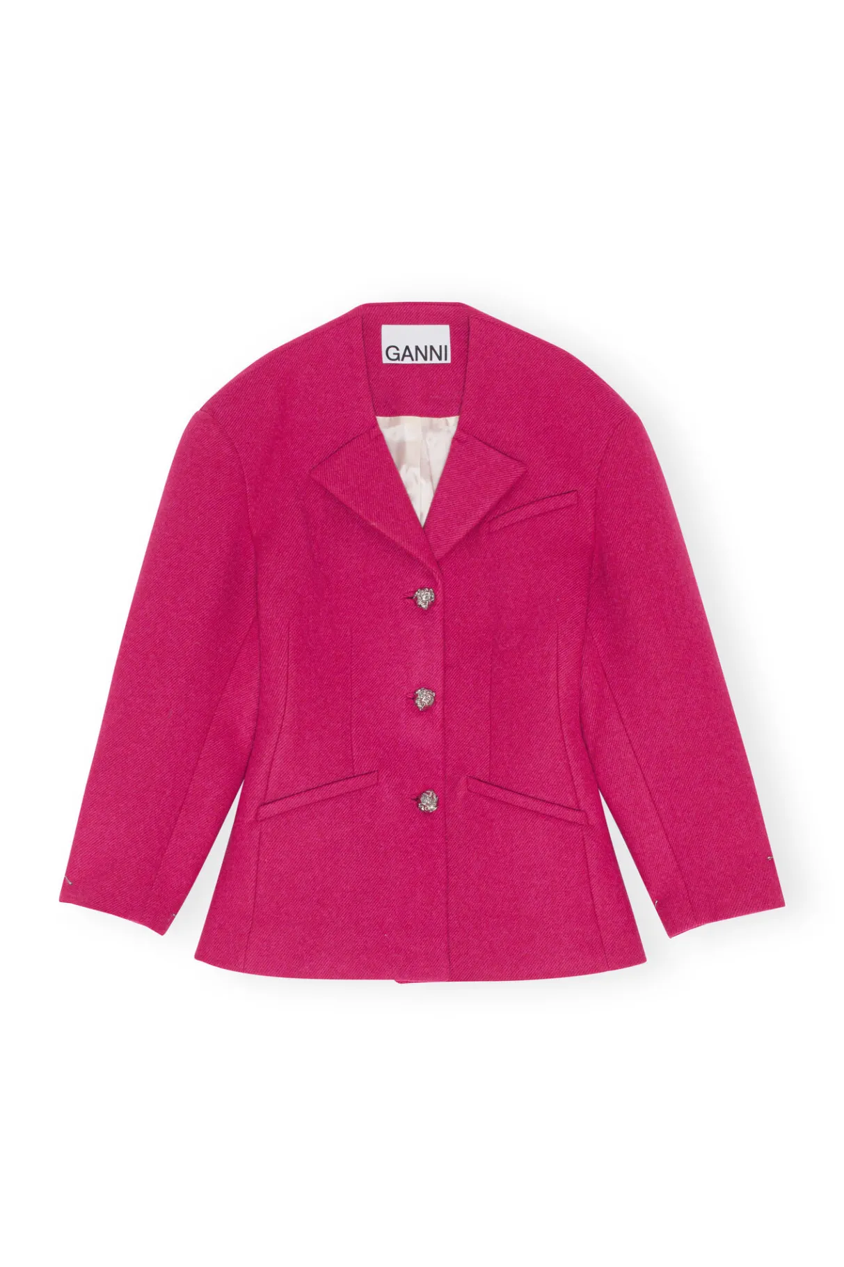 Shop GANNI Wool Blazer Fiery Red