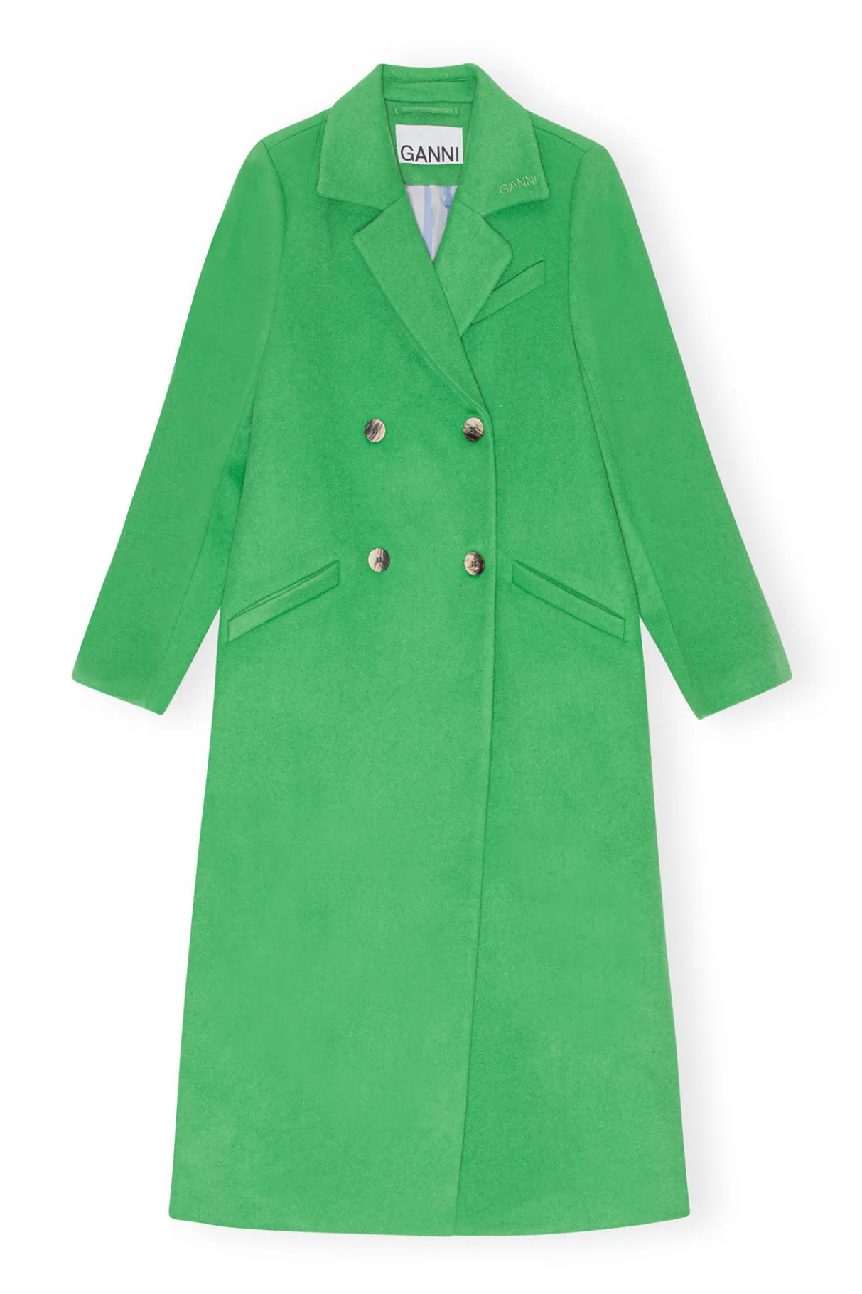 Online GANNI Wool Coat Kelly Green